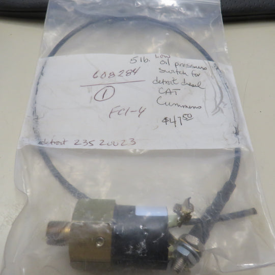 608284 FCI-4 5lb Low Oil Pressure Switch for Detroit Diesel 235 20023, Caterpillar, & Cummins 7/18/2024 THIS PART IS IN STOCK 7/18/2024