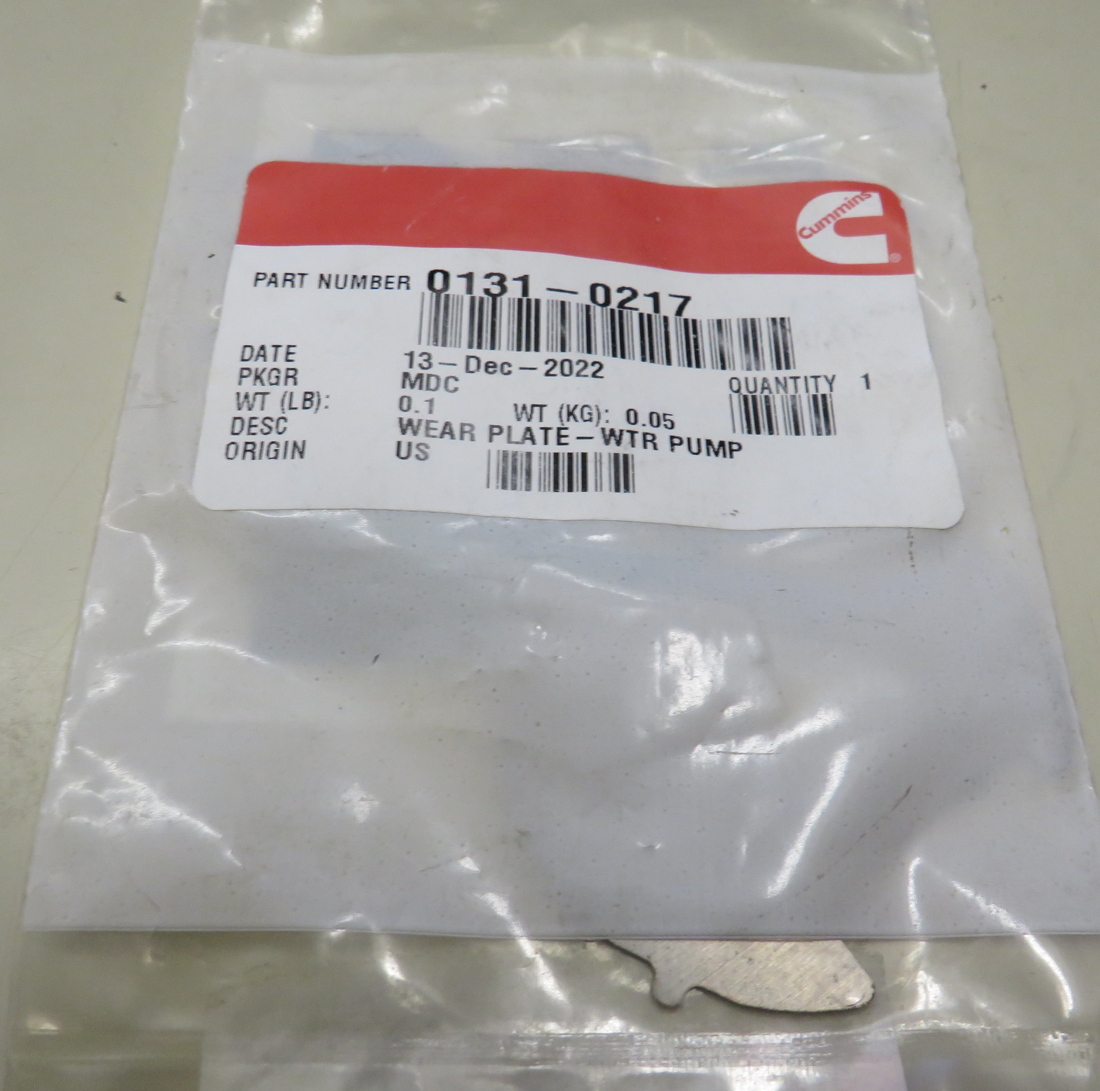 131-0217 Onan Wear Plate Water Pump 8/23/2024 THIS PART IS IN STOCK 8/23/2024