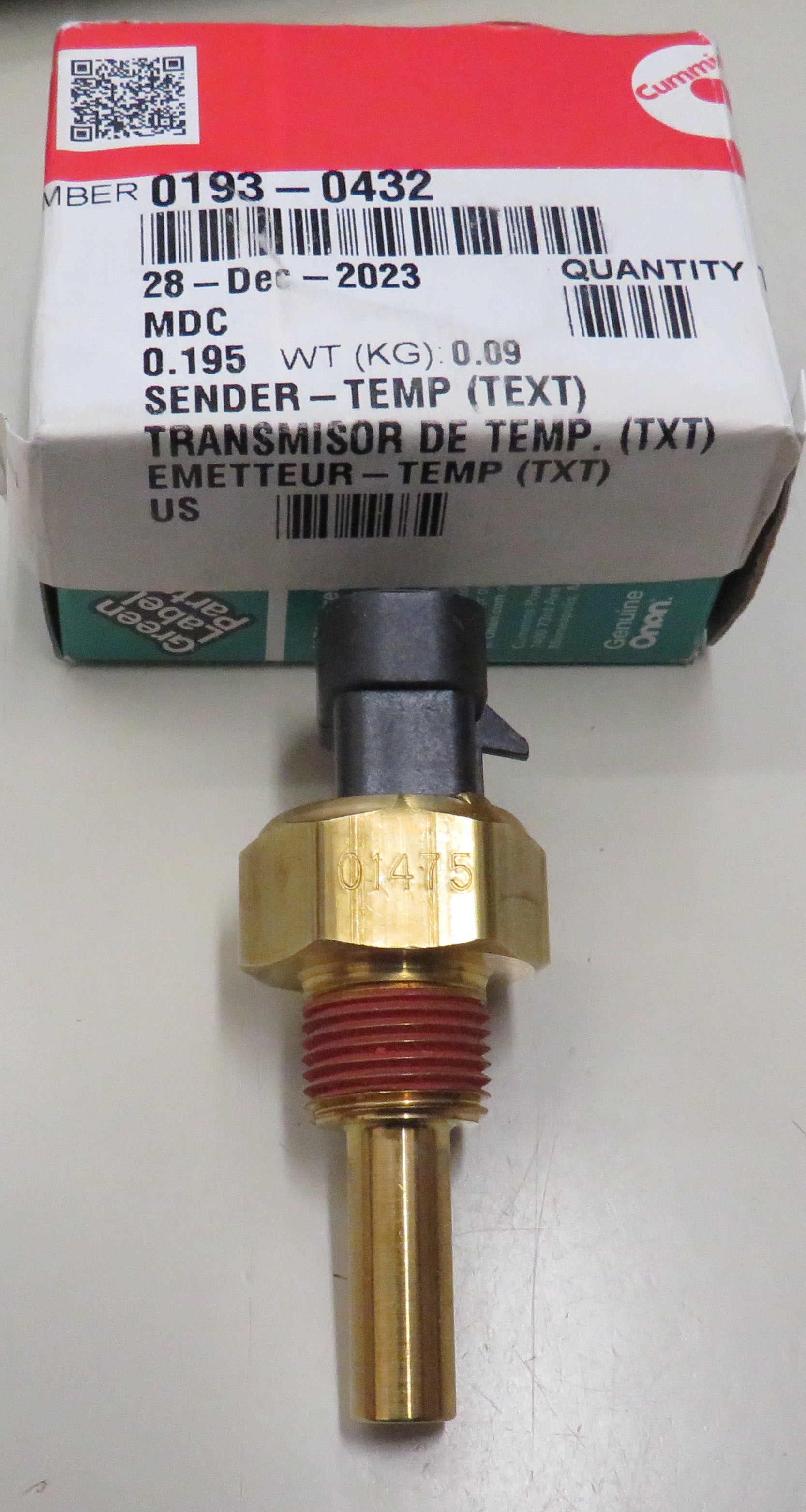 193-0432 Onan Temperature Sender Switch 1/10/2025 THIS PART IS IN STOCK 1/10/2025