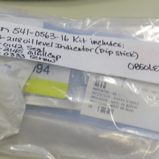 541-0563-16 Kit includes 123-2118 Onan Oil Level Indicator (Dip Stick) and 509-0142 Seal 1/10/2025 THIS PART IS IN STOCK 1/10/2025