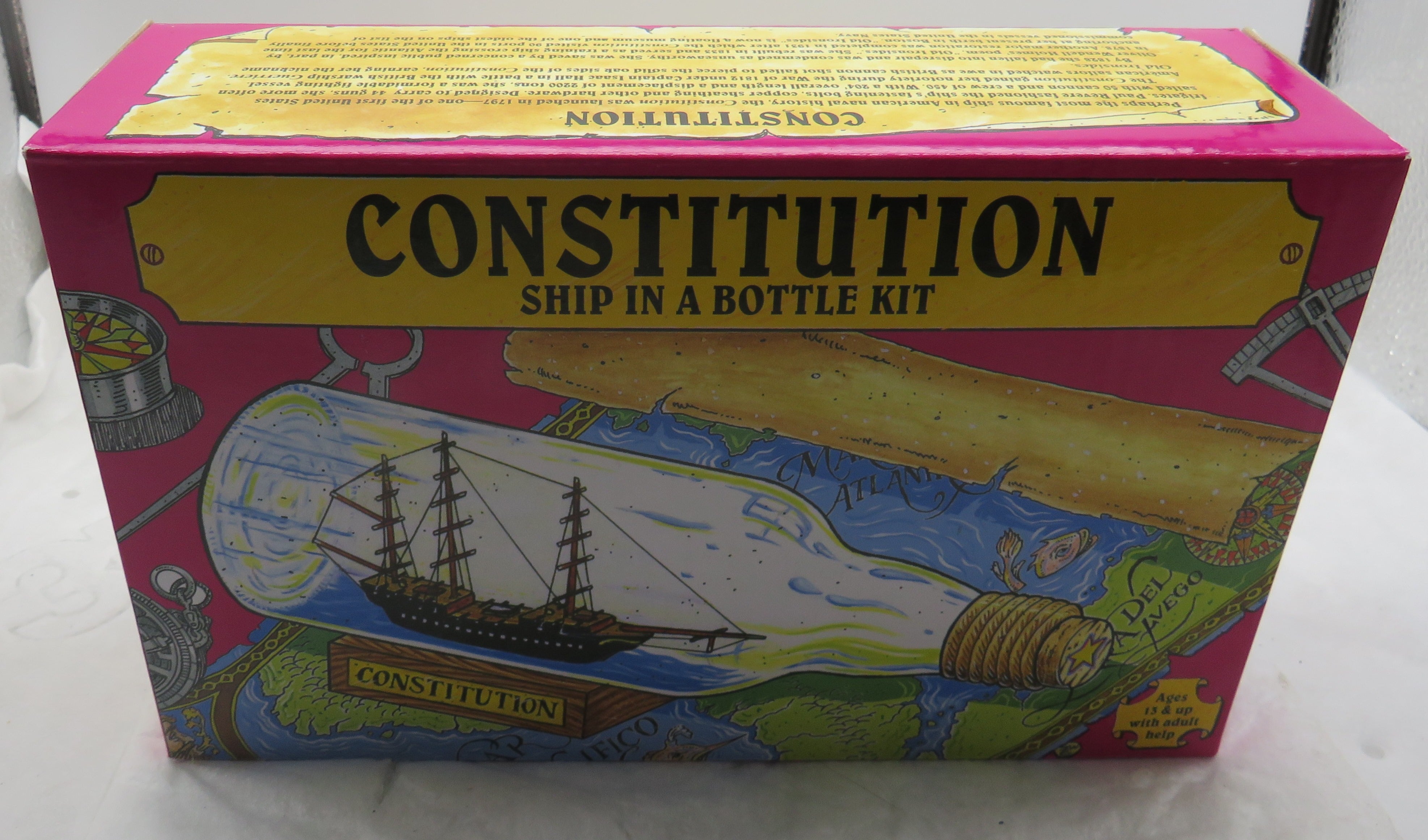 Constitution: Ship In a Bottle Kit 1984 Complete New Woodcrafter Kit Model  203