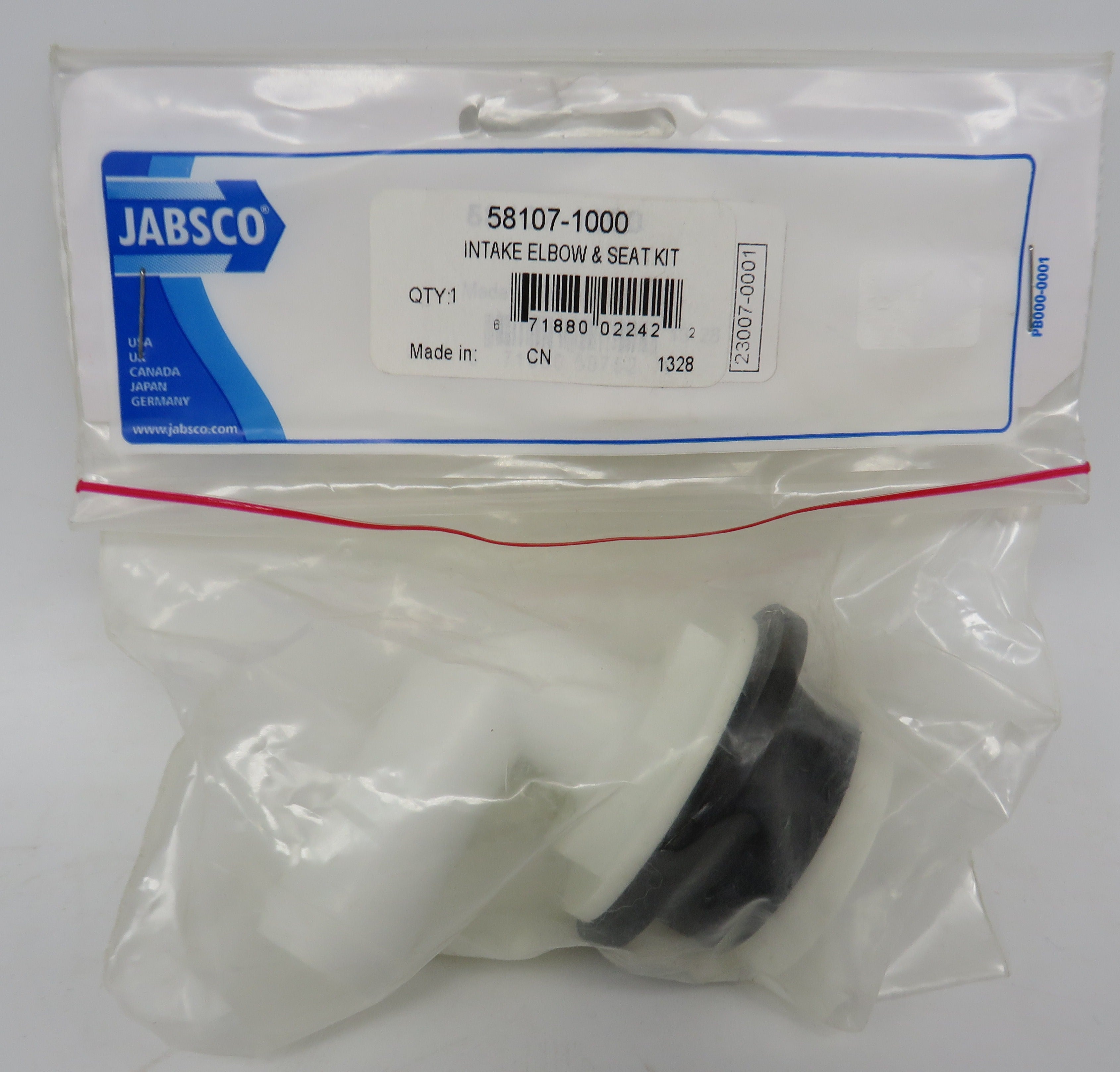 58107-1000 Jabsco Par Spud Elbow Assembly: Intake Seal & Elbow (Superseded 29048-0000) 3/15/2024 THIS PART IS IN STOCK 3/15/2024