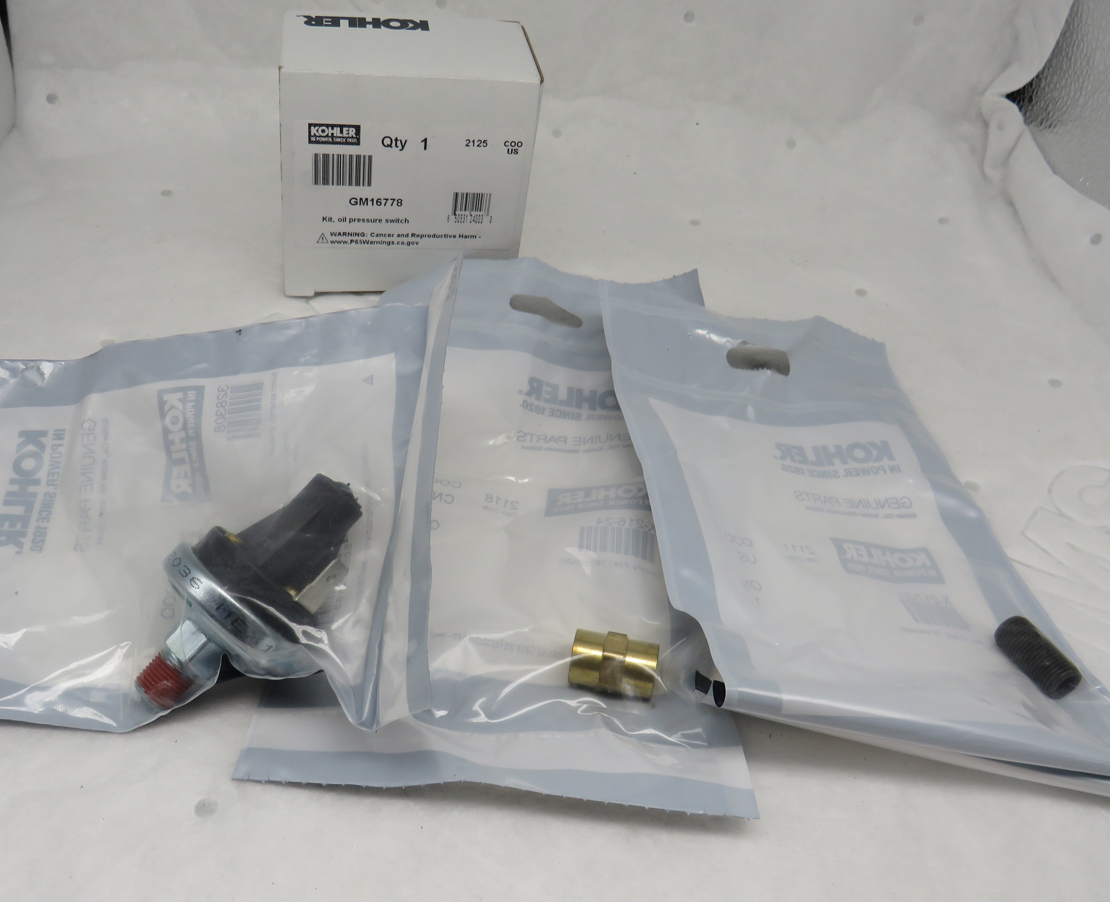 GM16778 Kohler Oil Pressure Switch Kit replaces 240978