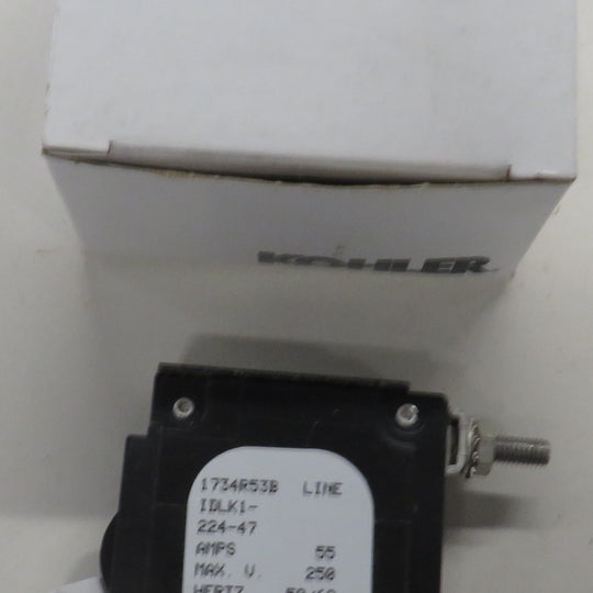 Kohler X-506-47 Circuit Breaker 55A, 250 V, 1 Pole White Handle 8/28/2024 THIS PART IS IN STOCK 8/28/2024