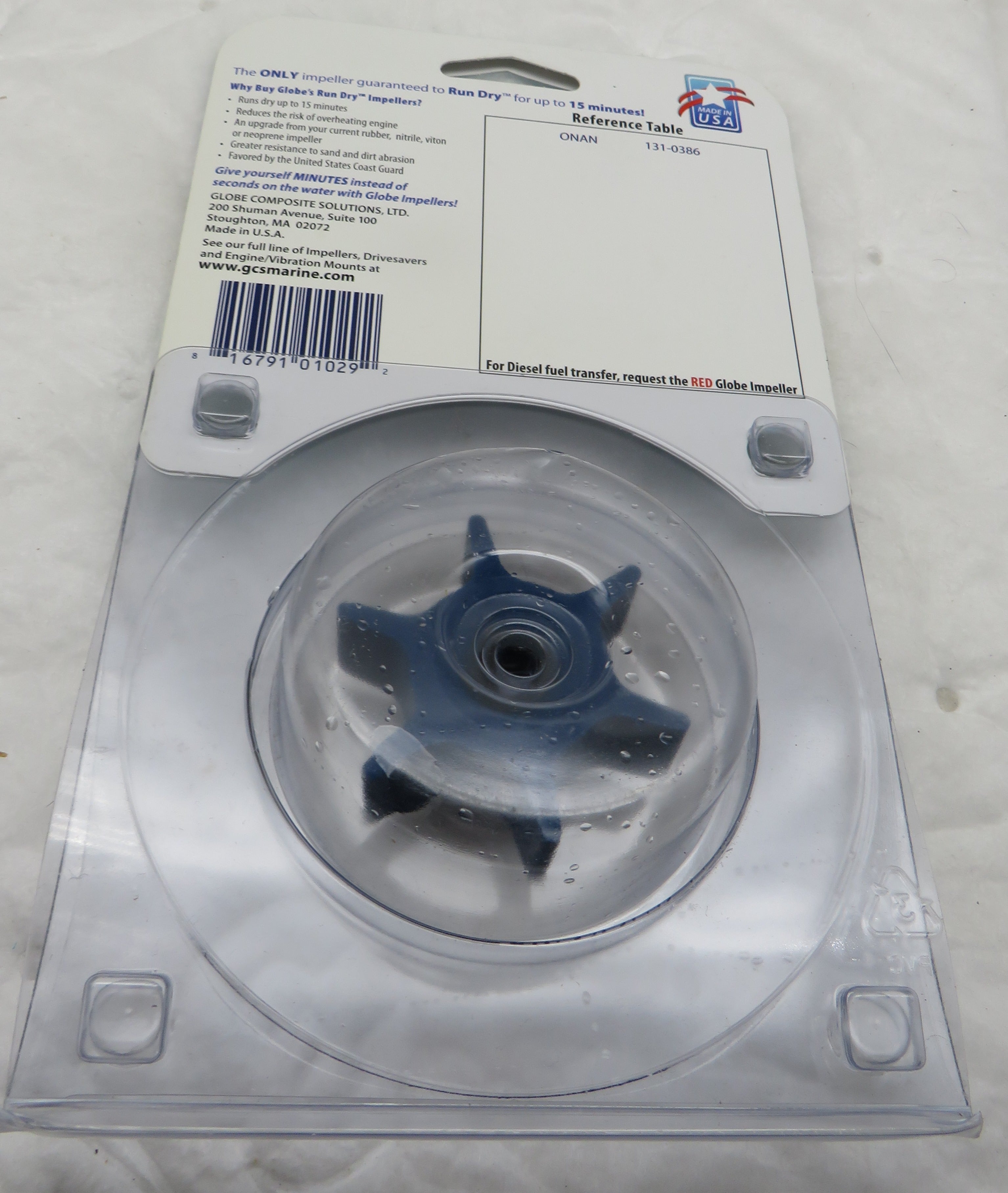 1015 Globe 131-0386 Onan Impeller Replaces 131-0218 & 131-0487 7/31/2024 THIS PART IS IN STOCK 7/31/2024