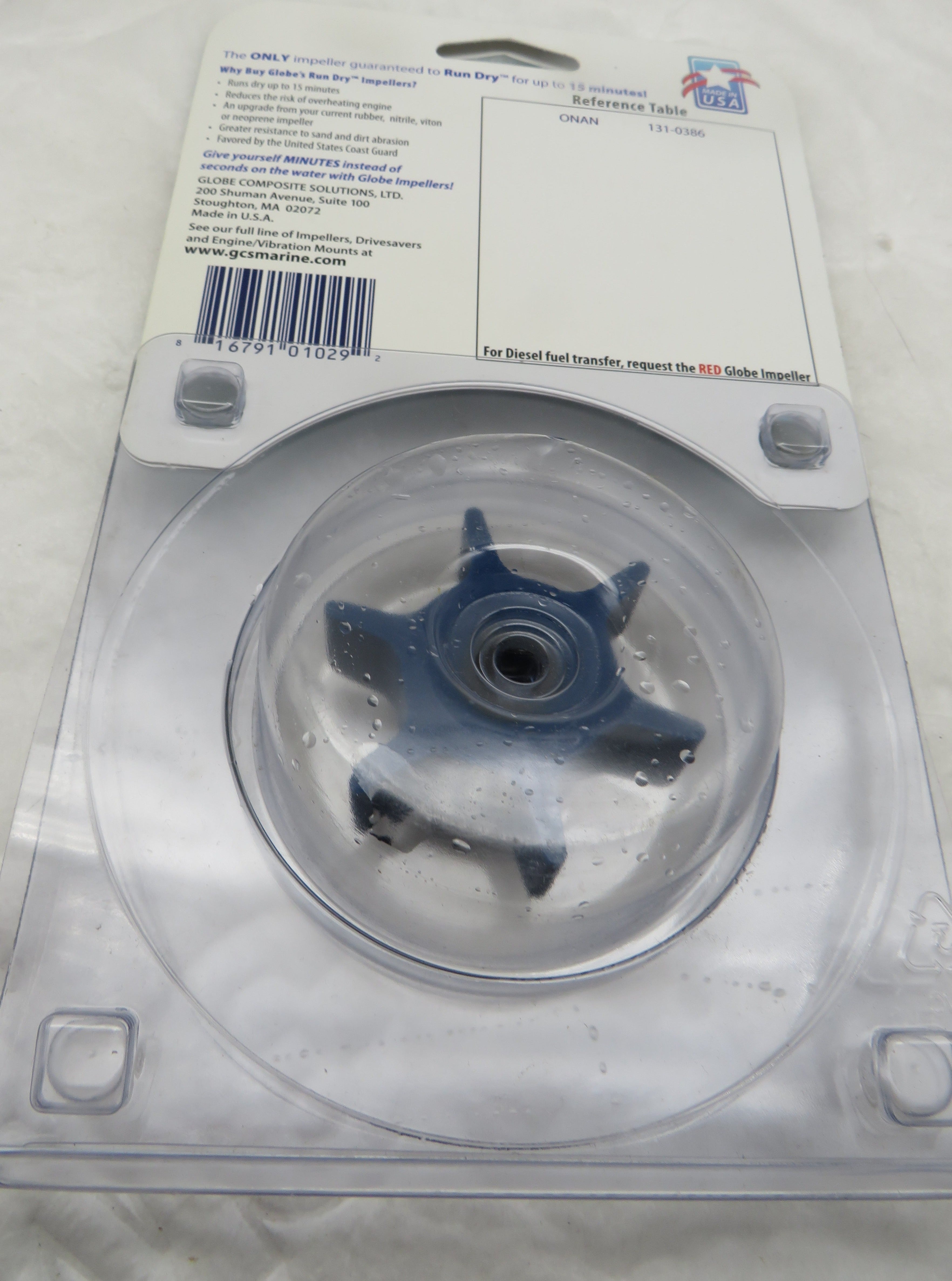 1015 Globe 131-0386 Onan Impeller Replaces 131-0218 & 131-0487 7/31/2024 THIS PART IS IN STOCK 7/31/2024